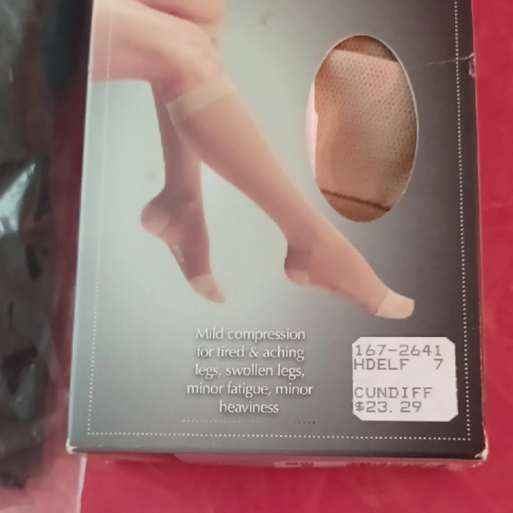 Moving Comfort Black Thigh High Stockings Beige Knee High Firm Compression